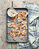 Squash seed crackers with tahini spread