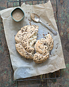 Linseed bread and sesame spread