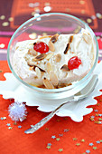 Christmas Confit Cherry And Thinly Sliced Almond Ice Cream Nougat