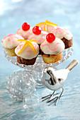 Candied Fruit Christmas Cupcakes