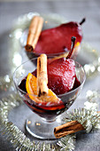 Pears Poached In Hot Red Wine