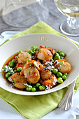 Pan-Fried Scallops With Broad Beans And Peas