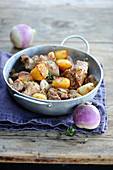 Veal and caramelized turnip casserole