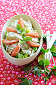 White fish and pink grapefruit Tahitian salad