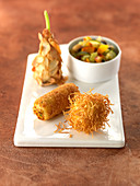 Amandine, Frisette and Croquettes with stewed vegetables