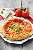 Tomate, mozzarella and basil Tatin tart
