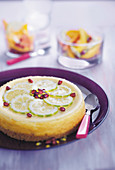 Lime and pomegranate cheesecake