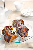 Slices of tiger stripe cake