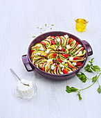 Tian de légumes (Mediterraner Gemüseauflauf aus Südfrankreich) mit Feta