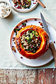 Roasted pumpkin stuffed with rice,cabbage,pomegranate,pistachios and sultanas