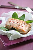 Salmon,parsnip and mint Papillote