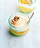 Mandarine cream dessert topped with meringue