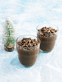 Chocolate panna cotta with chocolate Turron crumbs