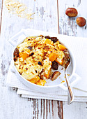 Lactose-free and butter-free squash and morel gratin