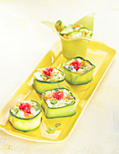 Zucchini-Maki mit Seehasenrogen
