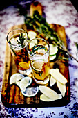 Cognac;lemon,ginger ad rosemary cocktail