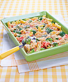 Penne with petoncle scallops and vegetables