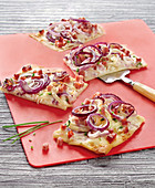 Red Onion,Diced Bacon And Chive Flammeküeche