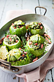 Round Courgettes Stuffed With Ricotta And Diced Bacon