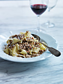 Pappardelle with white bolognese