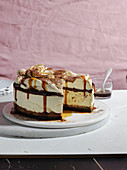 Tiramisu cheesecake with coffee and chocolate