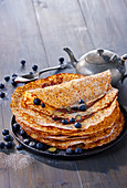 Pile Of Pancakes With Blueberries