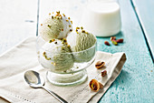 Scoops of pistachio ice cream