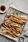 Roasted parsnips with thyme and balsamic vinegar