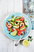 Shrimp,avocado and pomelos salad