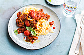 Spaghetti with vegetarian bolognese