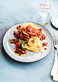 Spaghetti with vegetarian bolognese