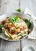 Lasagne with ricotta, tomatoes and ham