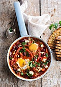 Shakshuka with kideny beans and egg (North Africa)