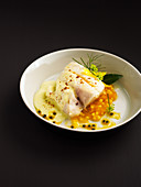 Poached cod and passion fruit compote by Chef Nave