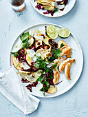Salad with chicken breast and nectarines