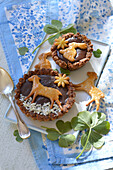 Chocolate granola cakes with Easter motifs