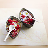 Apple cider zabaione with red fruits