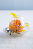 Fish tartare with pepper coulis