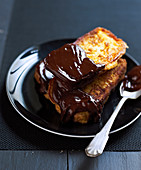 Brioche French toast with chocolate sauce