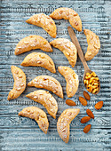Almond croissants with pine nuts