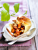 Sweet pastry pie with apple and pumpkin filling