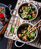 Chicken with peppers, aubergines and coriander (Thailand)