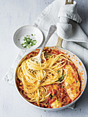 Meerbarbe mit Spaghetti