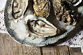 Chilled oysters on plate