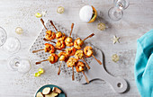 Prawn and mussel skewers for Christmas