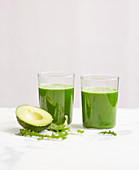 Green smoothie with avocado and dandelion