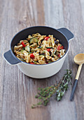 Pasta with courgettes,cherry tomatoes and rosemary
