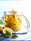 Preserved lemons in a glass jar