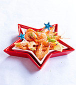 Prawns in a star-shaped dish