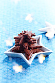 Star-shaped chocolate shortbread cookies